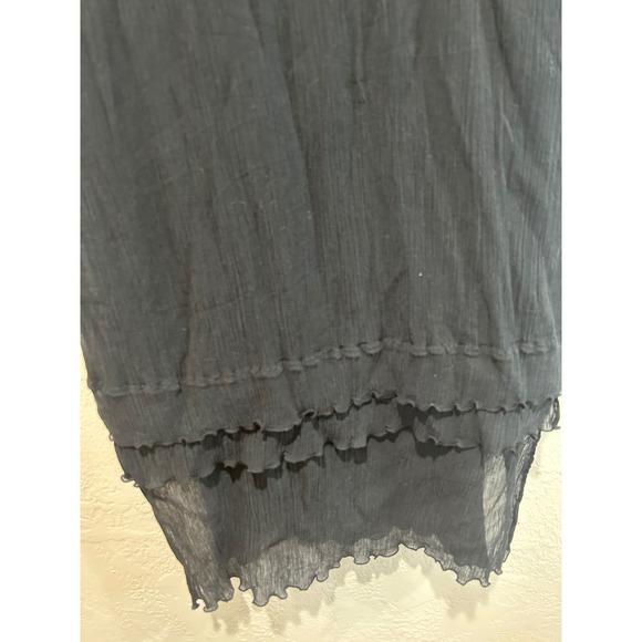 Citron Santa Monica Black Cotton Silk Crinkle Tiered Ruffle Dress Womens 2X - Picture 5 of 5